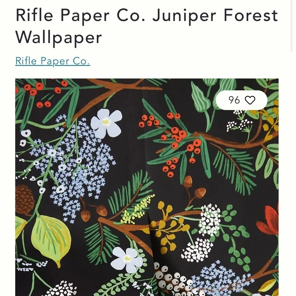 Anthropologie Rifle Paper Co Juniper Forest Wall Paper NWT